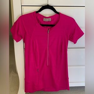 Athleta Pacifica Illume UPF Fitted Short-Sleeve top - size M, hot pink/m…